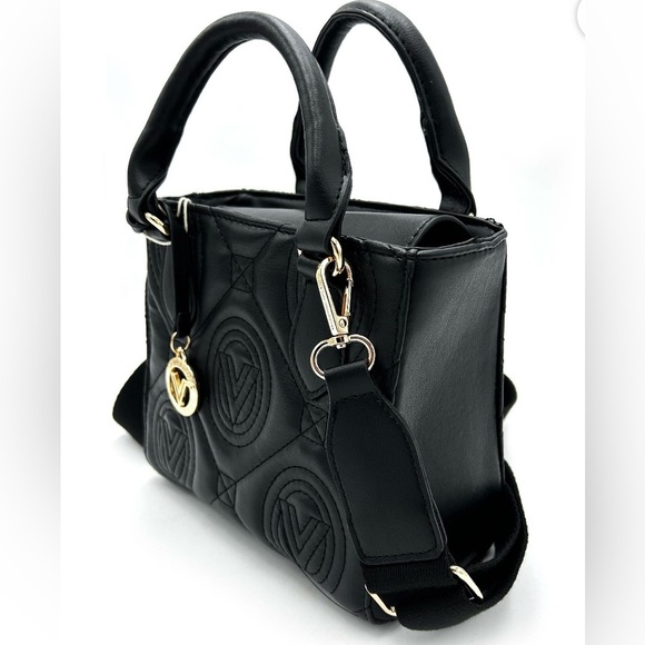 Valentino Orlandi Quilted Black Vegan Leather Satchel / Crossbody – NWT - Picture 4 of 7